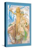 Snow Queen and Child-Alphonse Mucha-Stretched Canvas