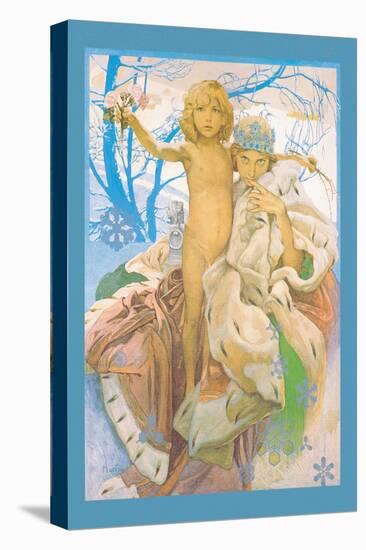 Snow Queen and Child-Alphonse Mucha-Stretched Canvas