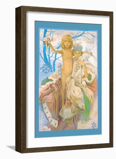 Snow Queen and Child-Alphonse Mucha-Framed Art Print