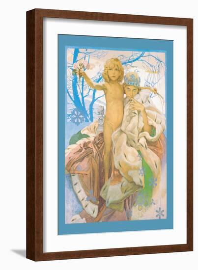 Snow Queen and Child-Alphonse Mucha-Framed Art Print