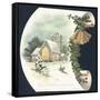 Snow Scene and Church, Christmas Card-null-Framed Stretched Canvas