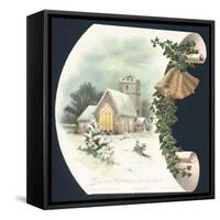 Snow Scene and Church, Christmas Card-null-Framed Stretched Canvas