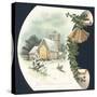 Snow Scene and Church, Christmas Card-null-Stretched Canvas