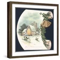 Snow Scene and Church, Christmas Card-null-Framed Premium Giclee Print