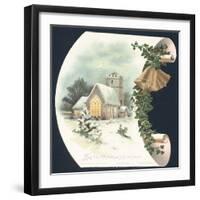 Snow Scene and Church, Christmas Card-null-Framed Premium Giclee Print