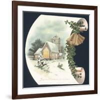 Snow Scene and Church, Christmas Card-null-Framed Giclee Print