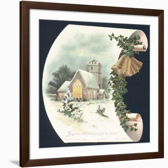 Snow Scene and Church, Christmas Card-null-Framed Giclee Print