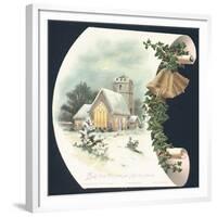 Snow Scene and Church, Christmas Card-null-Framed Giclee Print