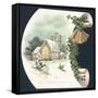 Snow Scene and Church, Christmas Card-null-Framed Stretched Canvas