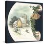 Snow Scene and Church, Christmas Card-null-Stretched Canvas