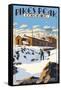 Snow Scene Atop Pikes Peak, Colorado-Lantern Press-Framed Stretched Canvas