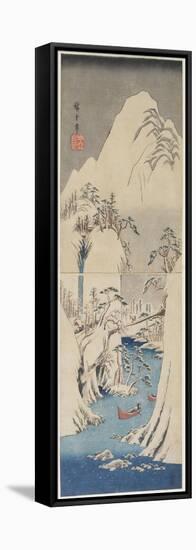 Snow Scene by the Fuji River, C. 1842-Utagawa Hiroshige-Framed Stretched Canvas