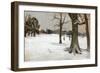 Snow Scene, C.1918 (Oil on Panel)-Charles Sims-Framed Giclee Print