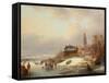 Snow Scene in Holland-Franz Xaver Winterhalter-Framed Stretched Canvas