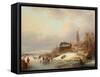 Snow Scene in Holland-Franz Xaver Winterhalter-Framed Stretched Canvas