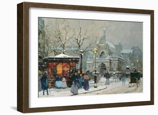 Snow Scene in Paris-Eugene Galien-Laloue-Framed Giclee Print