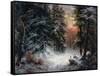 Snow Scene in the Black Forest-Carl Schindler-Framed Stretched Canvas