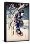 Snow Scene in the Garden of a Daimyo, Part of Triptych-Ando Hiroshige-Framed Stretched Canvas