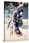 Snow Scene in the Garden of a Daimyo, Part of Triptych-Ando Hiroshige-Stretched Canvas