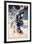 Snow Scene in the Garden of a Daimyo, Part of Triptych-Ando Hiroshige-Framed Giclee Print