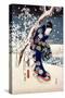 Snow Scene in the Garden of a Daimyo, Part of Triptych-Ando Hiroshige-Stretched Canvas