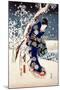 Snow Scene in the Garden of a Daimyo, Part of Triptych-Ando Hiroshige-Mounted Giclee Print