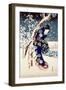 Snow Scene in the Garden of a Daimyo, Part of Triptych-Ando Hiroshige-Framed Giclee Print