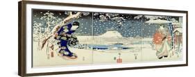Snow Scene in the Garden of a Daimyo-Utagawa Hiroshige and Kunisada-Framed Giclee Print