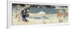 Snow Scene in the Garden of a Daimyo-Utagawa Hiroshige and Kunisada-Framed Giclee Print