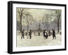 Snow Scene in the Kongens Nytorv, Copenhagen-Paul Fischer-Framed Giclee Print