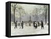 Snow Scene in the Kongens Nytorv, Copenhagen-Paul Gustav Fischer-Framed Stretched Canvas