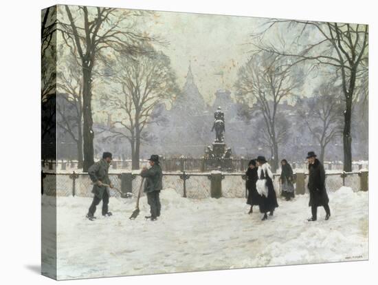 Snow Scene in the Kongens Nytorv, Copenhagen-Paul Gustav Fischer-Stretched Canvas