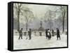 Snow Scene in the Kongens Nytorv, Copenhagen-Paul Gustav Fischer-Framed Stretched Canvas