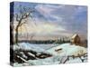 Snow Scene, New England-null-Stretched Canvas