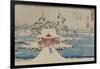 Snow Scene of Benzaiten Shrine in Inokashira Pond (Inokashira No Ike Benzaiten No Yashiro)-Ando Hiroshige-Framed Art Print