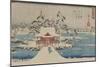 Snow Scene of Benzaiten Shrine in Inokashira Pond (Inokashira No Ike Benzaiten No Yashiro)-Ando Hiroshige-Mounted Art Print