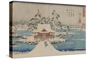 Snow Scene of Benzaiten Shrine in Inokashira Pond (Inokashira No Ike Benzaiten No Yashiro)-Ando Hiroshige-Stretched Canvas