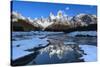 Snow scene of Mount Fitz Roy and Cerro Torre, Los Glaciares National Park, Patagonia, Argentina-Ed Rhodes-Stretched Canvas