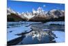 Snow scene of Mount Fitz Roy and Cerro Torre, Los Glaciares National Park, Patagonia, Argentina-Ed Rhodes-Mounted Photographic Print