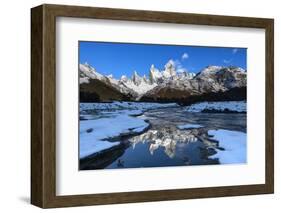 Snow scene of Mount Fitz Roy and Cerro Torre, Los Glaciares National Park, Patagonia, Argentina-Ed Rhodes-Framed Photographic Print