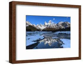 Snow scene of Mount Fitz Roy and Cerro Torre, Los Glaciares National Park, Patagonia, Argentina-Ed Rhodes-Framed Photographic Print