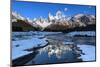 Snow scene of Mount Fitz Roy and Cerro Torre, Los Glaciares National Park, Patagonia, Argentina-Ed Rhodes-Mounted Photographic Print