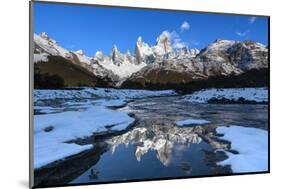 Snow scene of Mount Fitz Roy and Cerro Torre, Los Glaciares National Park, Patagonia, Argentina-Ed Rhodes-Mounted Photographic Print
