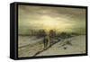 Snow Scene: Sunset, 19th Century-Ludwig Munthe-Framed Stretched Canvas