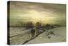 Snow Scene: Sunset, 19th Century-Ludwig Munthe-Stretched Canvas