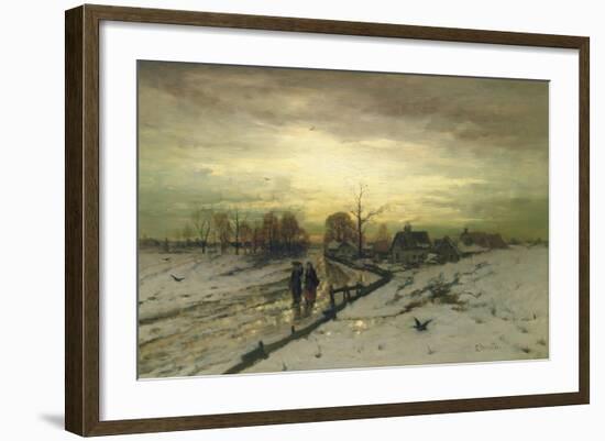 Snow Scene: Sunset, 19th Century-Ludwig Munthe-Framed Giclee Print