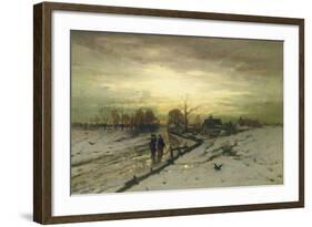 Snow Scene: Sunset, 19th Century-Ludwig Munthe-Framed Giclee Print