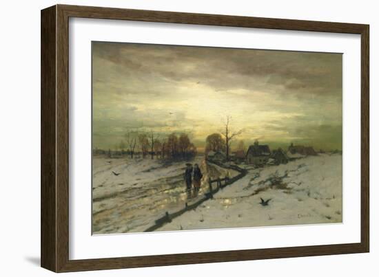 Snow Scene: Sunset, 19th Century-Ludwig Munthe-Framed Giclee Print