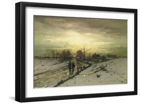 Snow Scene: Sunset, 19th Century-Ludwig Munthe-Framed Giclee Print