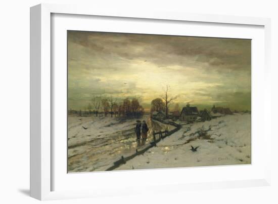 Snow Scene: Sunset, 19th Century-Ludwig Munthe-Framed Giclee Print